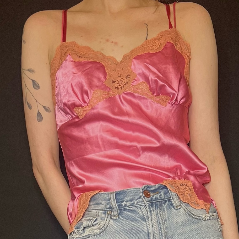 La senza y2k orange and hot pink crop satin tank top - Picture 5 of 6